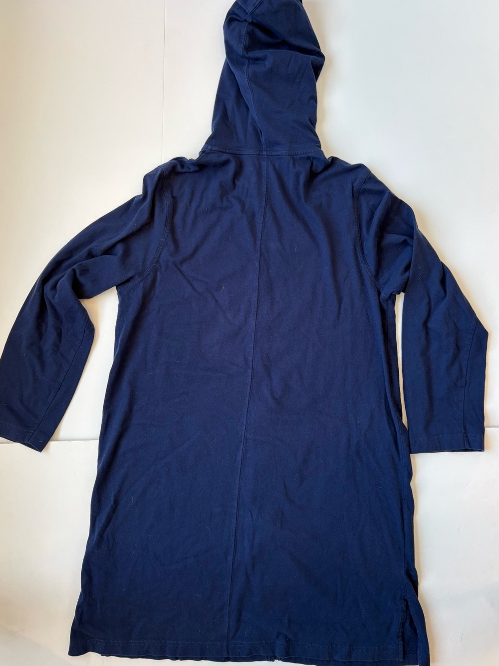 Lands' End Navy Cotton Zip-Up Hoodie Long Sleeve Cover Up Large - Picture 4 of 4
